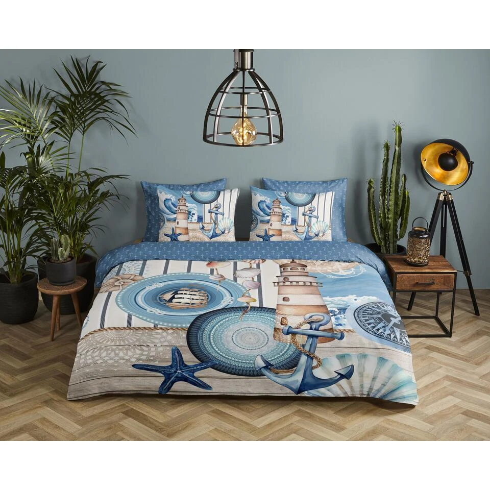 HIP Collectie Vuurtoren Dekbedovertrek Blauw-2-persoons (200 X 200/220 Cm) 4 HIP Collectie Vuurtoren Dekbedovertrek Blauw-2-persoons (200 X 200/220 Cm) - Afbeelding 2