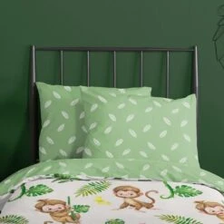 Good Morning Monkey Town Kinderdekbedovertrek Groen -Winkel Voor Premium Beddengoed 024635975af64b4d82c604139b36b197