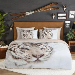 Good Morning Witte Tijger Flanel Debedovertrek Off-white-Lits-jumeaux (270 X... -Winkel Voor Premium Beddengoed 036e8a34d75246469ef872428b3d6b02