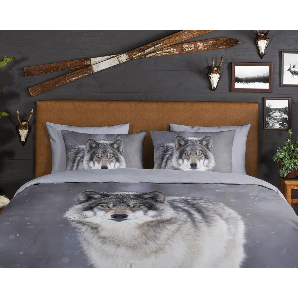 Good Morning Wolfie Flanel Dekbedovertrek Grijs-1-persoons (140 X 200/220 Cm) 8 Good Morning Wolfie Flanel Dekbedovertrek Grijs-1-persoons (140 X 200/220 Cm) - Afbeelding 6