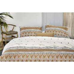 Walra - Dekbedovertrek Ikat Dreams - 140x220 Cm - Wit / Cognac -Winkel Voor Premium Beddengoed 1000012886 0103