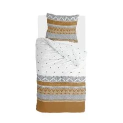 Walra - Dekbedovertrek Ikat Dreams - 140x220 Cm - Wit / Cognac