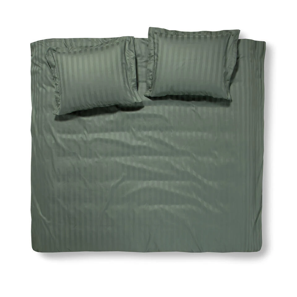 Damai Dekbedovertrek Katoen-satijn - 260x260/220cm - Groen Gestreept 3 Damai Dekbedovertrek Katoen-satijn - 260x260/220cm - Groen Gestreept
