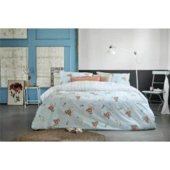 Walra - Dekbedovertrek Red Roses - 200x220 Cm - Blauw -Winkel Voor Premium Beddengoed 1000034117 0103