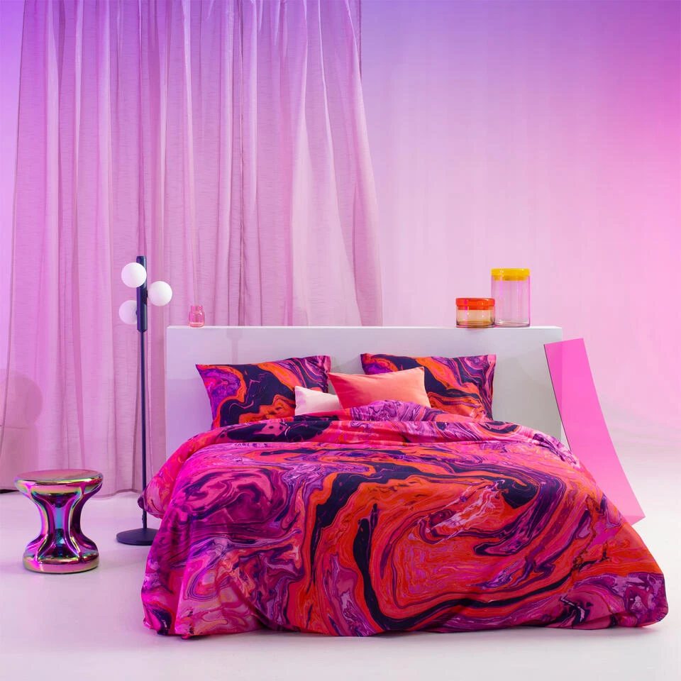 Damai Dekbedovertrek Trance - Satijn - 240x200/220 Cm - Shocking Pink 5 Damai Dekbedovertrek Trance - Satijn - 240x200/220 Cm - Shocking Pink - Afbeelding 3