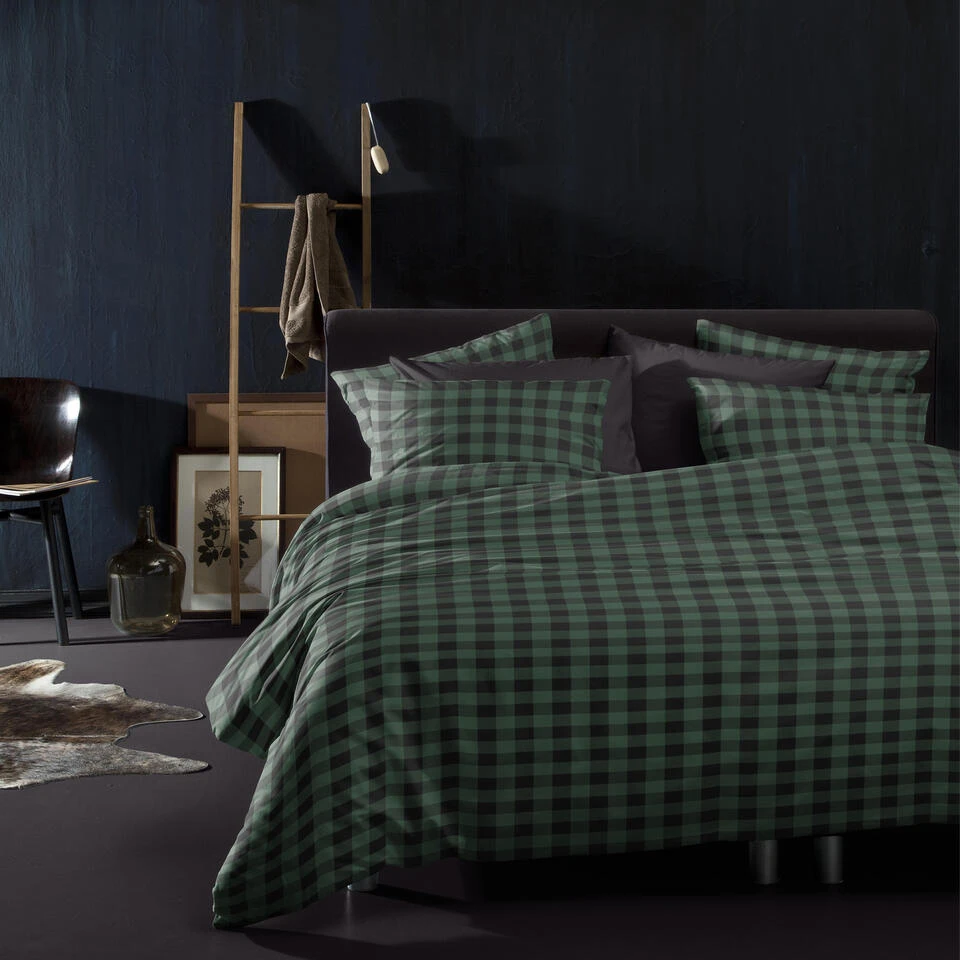 Damai Dekbedovertrek Flanel - 260 X 200/220cm - Groen Ruitmotief 4 Damai Dekbedovertrek Flanel - 260 X 200/220cm - Groen Ruitmotief - Afbeelding 2