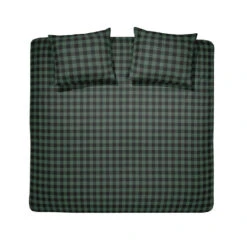 Damai Dekbedovertrek Flanel - 260 X 200/220cm - Groen Ruitmotief