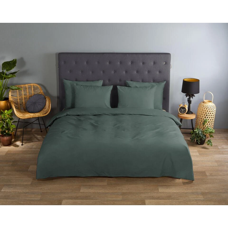 Good Morning Dekbedovertrek "Uni Olive Green" - Groen - (240x220 Cm) 4 Good Morning Dekbedovertrek "Uni Olive Green" - Groen - (240x220 Cm) - Afbeelding 2