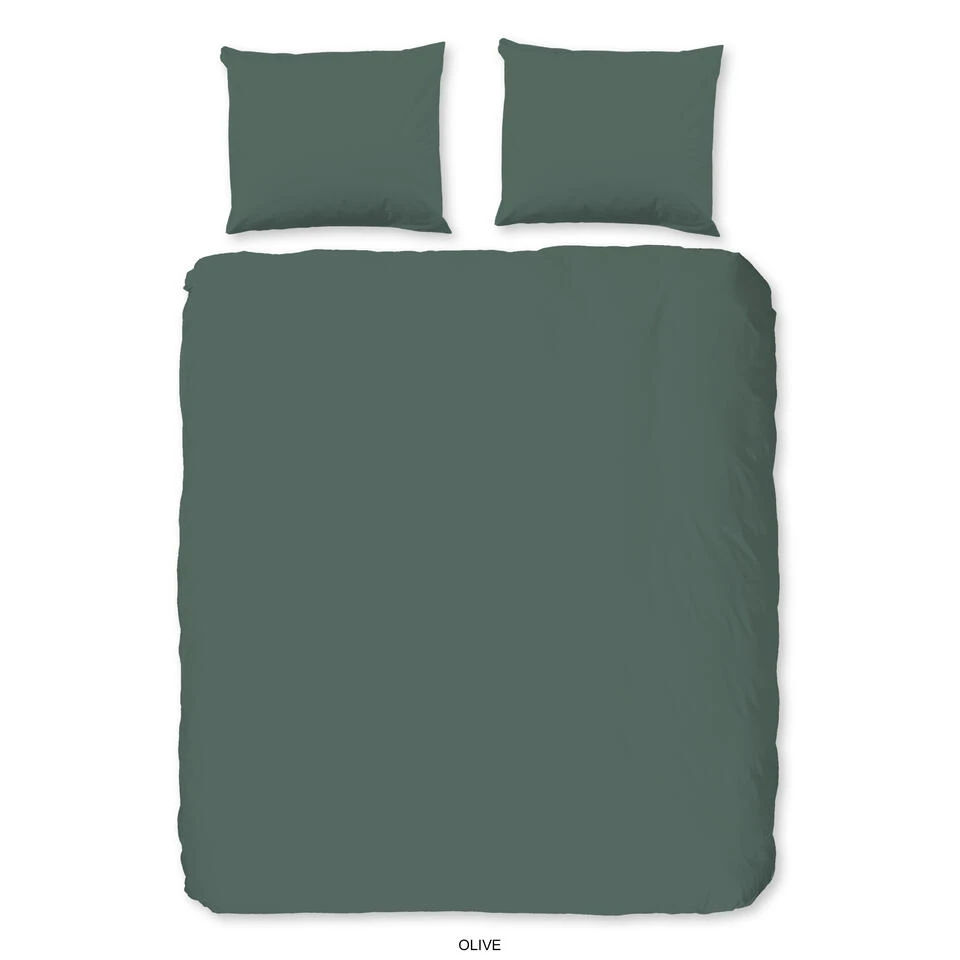 Good Morning Dekbedovertrek "Uni Olive Green" - Groen - (240x220 Cm) 3 Good Morning Dekbedovertrek "Uni Olive Green" - Groen - (240x220 Cm)