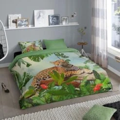 Good Morning Dekbedovertrek "Jungle" - Groen - (240x220 Cm) -Winkel Voor Premium Beddengoed 1000035838 0102