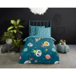 Good Morning Dekbedovertrek "Spacy" - Petrol - (100x135 Cm) -Winkel Voor Premium Beddengoed 1000035850 0101