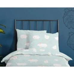 Good Morning Dekbedovertrek "Petting Zoo" - Mint - (140x220 Cm) 9 Good Morning Dekbedovertrek "Petting Zoo" - Mint - (140x220 Cm) -Winkel Voor Premium Beddengoed 1000035868 0110