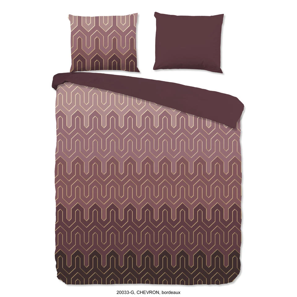 Good Morning Dekbedovertrek "Chevron" - Bordeaux - (140x220 Cm) 3 Good Morning Dekbedovertrek "Chevron" - Bordeaux - (140x220 Cm)