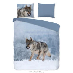 Good Morning Dekbedovertrek "Snow Wolf" - Grijs - (140x220 Cm)
