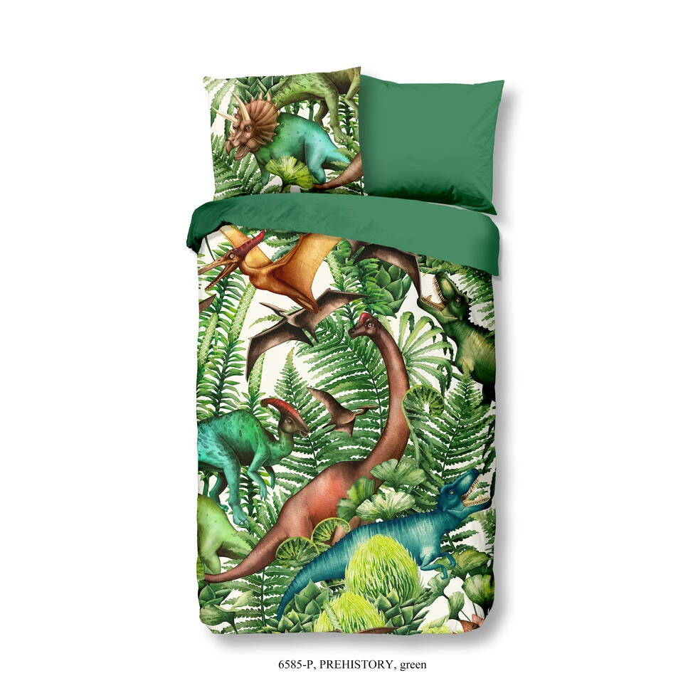 Good Morning Dekbedovertrek "Prehistory" - Groen - (140x220 Cm) 3 Good Morning Dekbedovertrek "Prehistory" - Groen - (140x220 Cm)