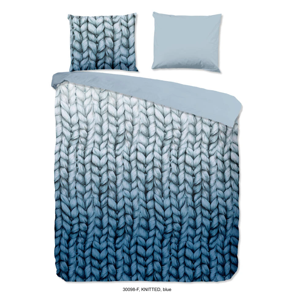 Good Morning Dekbedovertrek "Knitted" - Blauw - (140x240 Cm) 3 Good Morning Dekbedovertrek "Knitted" - Blauw - (140x240 Cm)