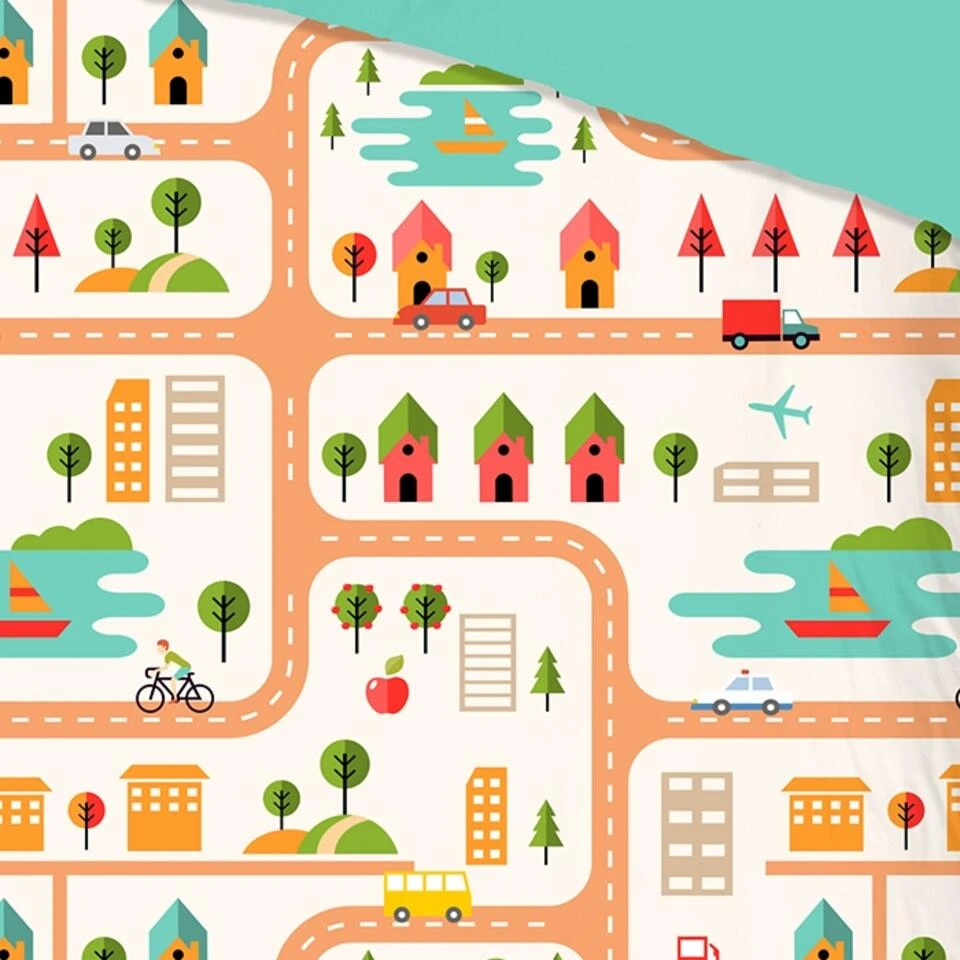 Good Morning Dekbedovertrek "Roadmap" - Multi - (140x220 Cm) 5 Good Morning Dekbedovertrek "Roadmap" - Multi - (140x220 Cm) - Afbeelding 3