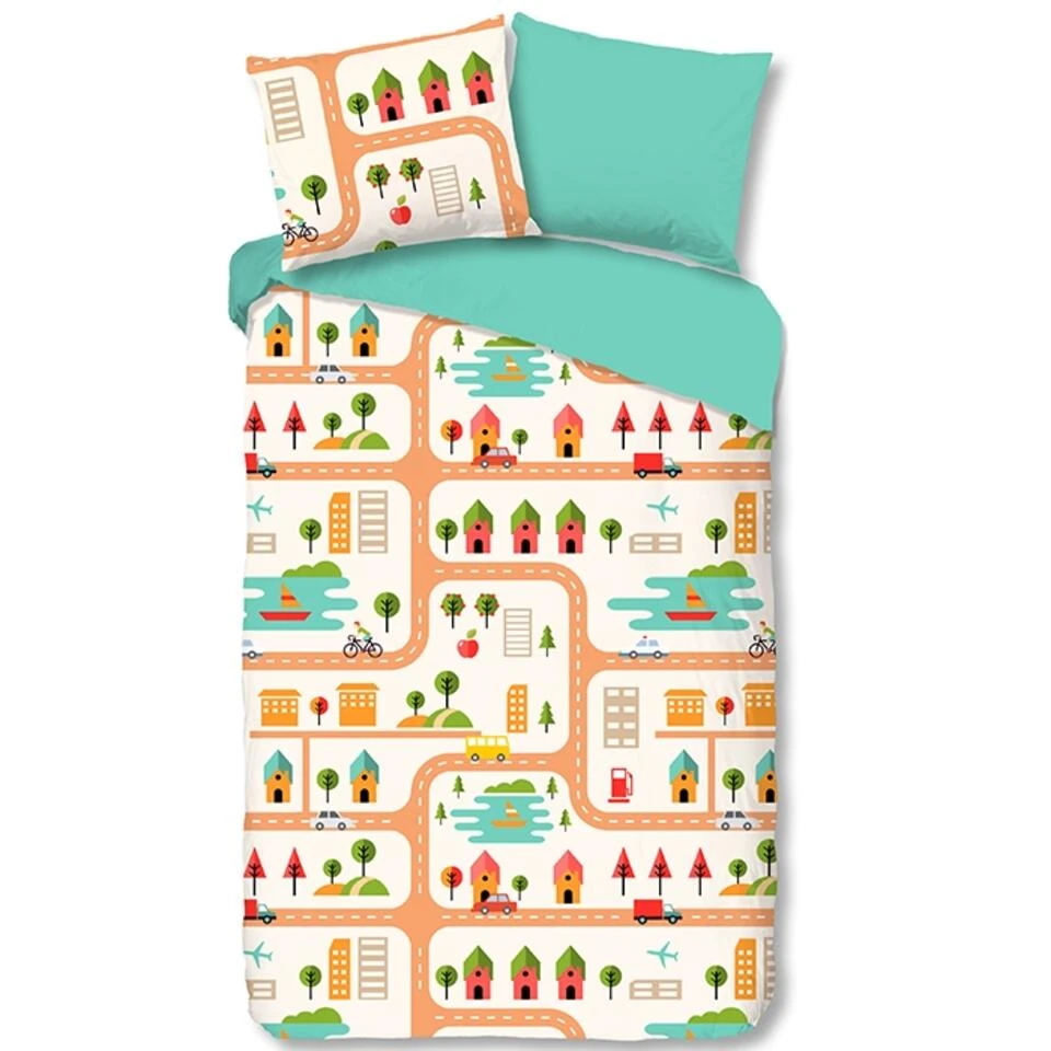 Good Morning Dekbedovertrek "Roadmap" - Multi - (140x220 Cm) 3 Good Morning Dekbedovertrek "Roadmap" - Multi - (140x220 Cm)