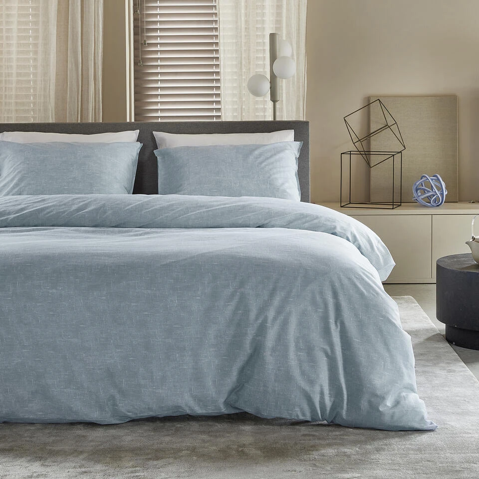 Damai Dekbedovertrek Ebba - Biologisch Katoen - 240x200/220 Cm - Soft Blue 5 Damai Dekbedovertrek Ebba - Biologisch Katoen - 240x200/220 Cm - Soft Blue - Afbeelding 3