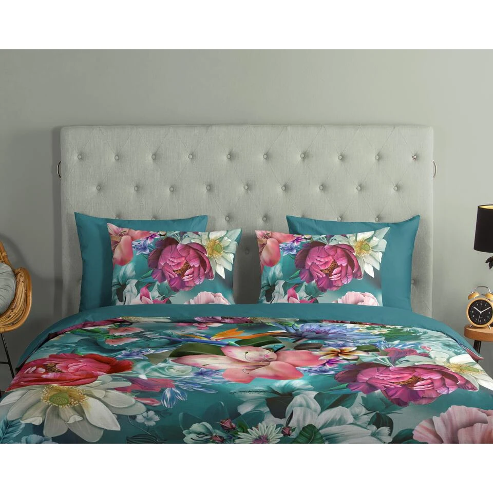 Good Morning Dekbedovertrek "Tiandra" - Petrol - (240x220 Cm) 5 Good Morning Dekbedovertrek "Tiandra" - Petrol - (240x220 Cm) - Afbeelding 3