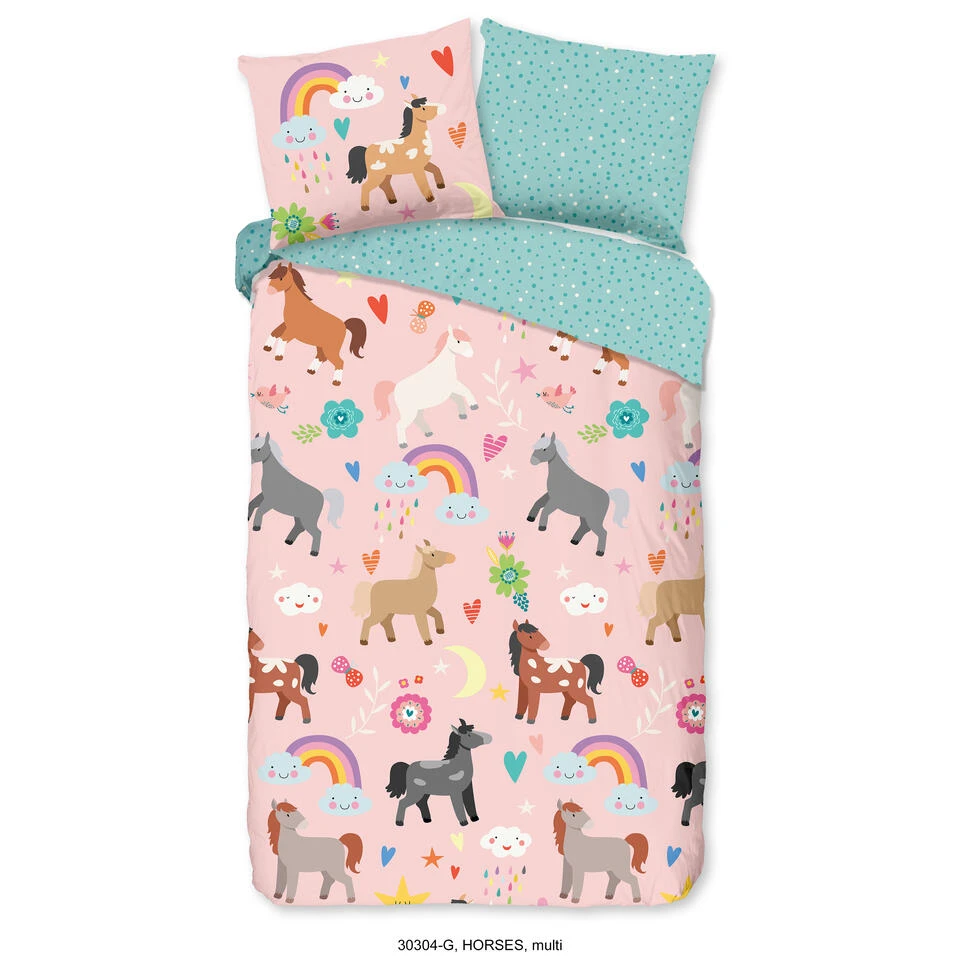 Good Morning Dekbedovertrek "Horses" - Multi - (140x220 Cm) 3 Good Morning Dekbedovertrek "Horses" - Multi - (140x220 Cm)