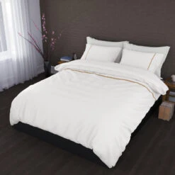 Romanette Flanellen Dekbedovertrek Duchesse Wit/Zand-140 X 200/220 Cm -Winkel Voor Premium Beddengoed 1000057366 0102