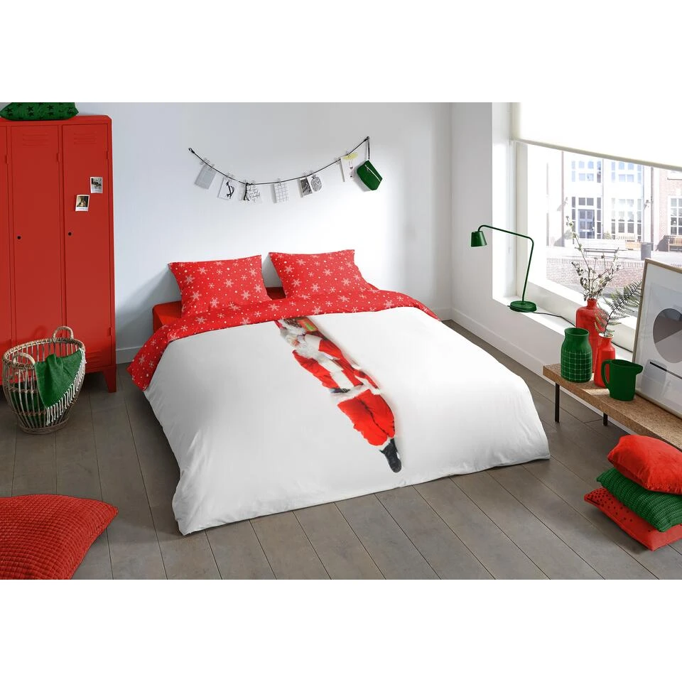 Pure Dekbedovertrek "Santa" - Rood - (140x220 Cm) 4 Pure Dekbedovertrek "Santa" - Rood - (140x220 Cm) - Afbeelding 2
