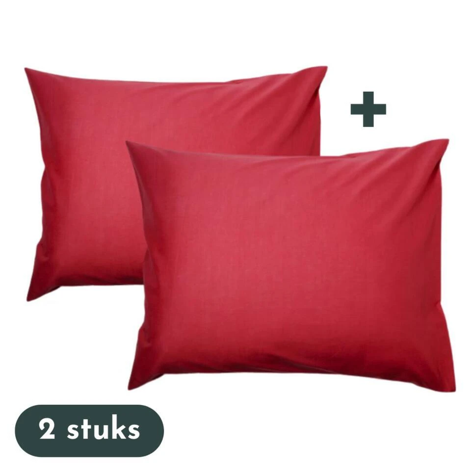 Zavelo Kussenslopen - Hotelkwaliteit - Set Van 2 Stuks - Rood - 60x70cm - 100... 3 Zavelo Kussenslopen - Hotelkwaliteit - Set Van 2 Stuks - Rood - 60x70cm - 100...