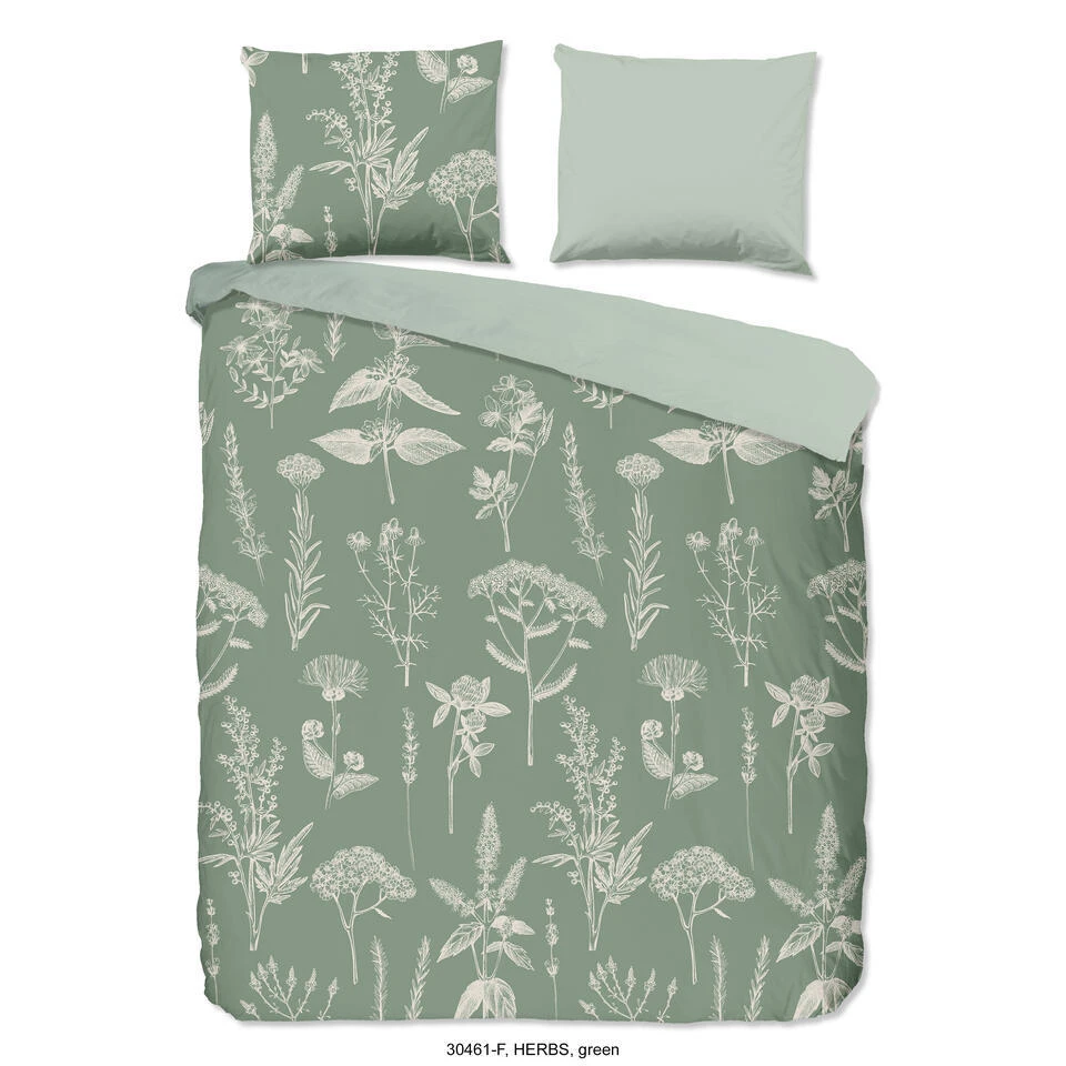 Good Morning Dekbedovertrek "Herbs" - Groen - (240x220 Cm) 3 Good Morning Dekbedovertrek "Herbs" - Groen - (240x220 Cm)