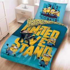 Minions Dekbedovertrek United We Stand - Eenpersoons - 140 X 200 Cm - Katoen -Winkel Voor Premium Beddengoed 1000095911 0101