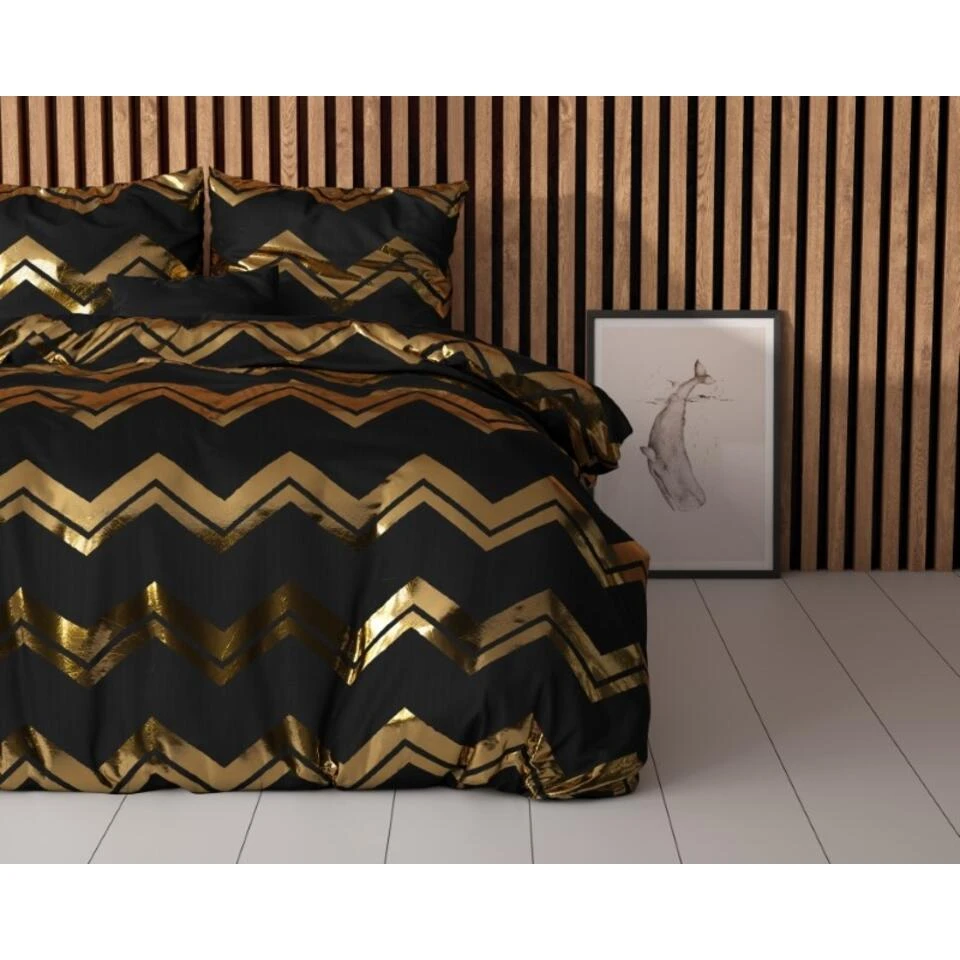 Sleeptime Dekbedovertrek Wave Zwart -1-persoons (140 X 200/220 Cm) 4 Sleeptime Dekbedovertrek Wave Zwart -1-persoons (140 X 200/220 Cm) - Afbeelding 2