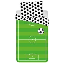 Voetbal Dekbedovertrek Veld - Eenpersoons - 140 X 200 Cm - Katoen