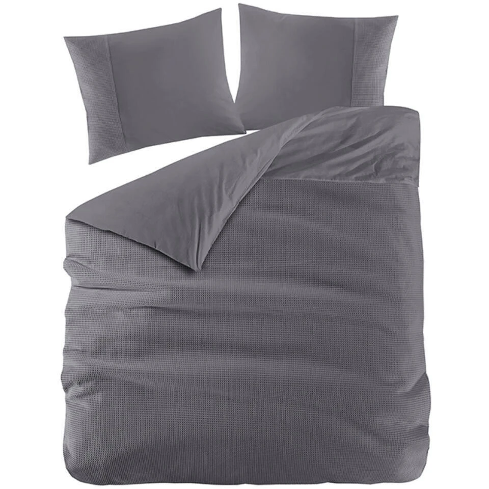 Zavelo DeLuxe Waffle Dekbedovertrek Antraciet-Lits-jumeaux (240 X 200/220 Cm) 3 Zavelo DeLuxe Waffle Dekbedovertrek Antraciet-Lits-jumeaux (240 X 200/220 Cm)