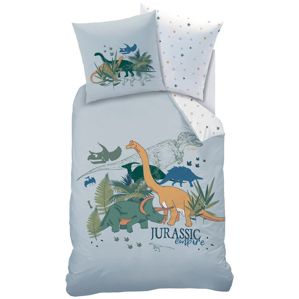 Merkloos Matt & Rose Dekbedovertrek Dino Jungle - Eenpersoons - 140 X 200 Cm - Katoen 3 Merkloos Matt & Rose Dekbedovertrek Dino Jungle - Eenpersoons - 140 X 200 Cm - Katoen