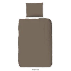 Pure Dekbedovertrek "uni Dessin" - Taupe - (140x200/220 Cm) - Microfiber