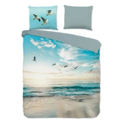 Good Morning Dekbedovertrek "strand/ Zee" - Aqua - (240x200/220 Cm) - Katoen