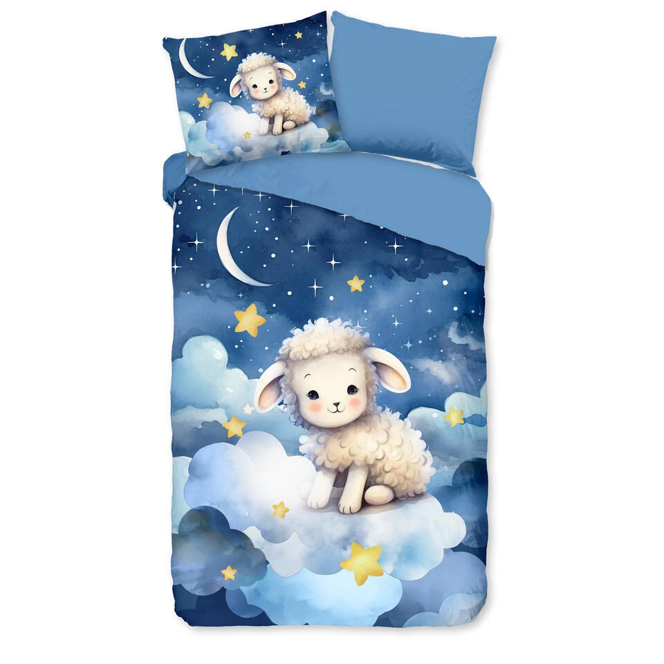 Pure Schattig Lammetje Kinderdekbedovertrek Blauw 3 Pure Schattig Lammetje Kinderdekbedovertrek Blauw