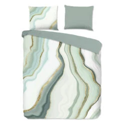 Good Morning Marble Glow Dekbedovertrek Jade-2-persoons (200 X 200/220 Cm)