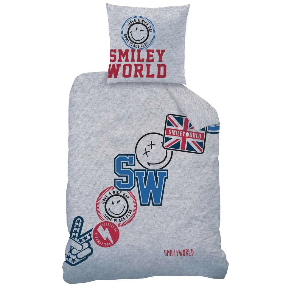 Smiley World Spirit Dekbedovertrek - Eenpersoons - 140 X 200 Cm - Grijs 5 Smiley World Spirit Dekbedovertrek - Eenpersoons - 140 X 200 Cm - Grijs - Afbeelding 3
