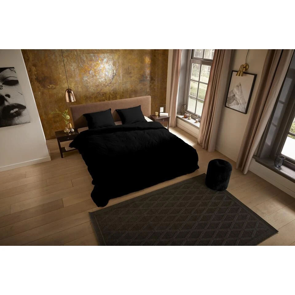 Pure Dekbedovertrek "uni Dessin" - Zwart - (240x200/220 Cm) - Microfiber 4 Pure Dekbedovertrek "uni Dessin" - Zwart - (240x200/220 Cm) - Microfiber - Afbeelding 2
