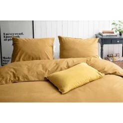 Walra Dekbedovertrek Vintage Cotton - Mosterd - 140x200/220 Cm -Winkel Voor Premium Beddengoed 31105474 9050