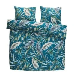 Comfort Dekbedovertrek Jasmine Botanisch - Blauwgroen - 200x200/220 Cm