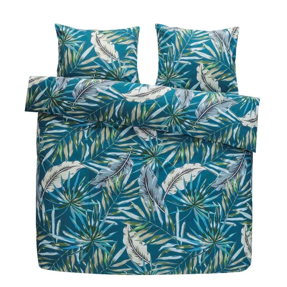 Comfort Dekbedovertrek Jasmine Botanisch - Blauwgroen - 200x200/220 Cm 3 Comfort Dekbedovertrek Jasmine Botanisch - Blauwgroen - 200x200/220 Cm