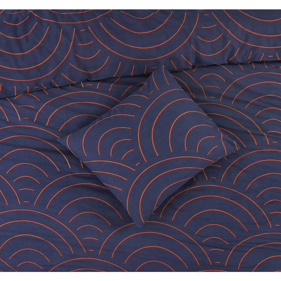 Comfort Dekbedovertrek Sendai Grafisch - Blauw/caramel - 140x200/220 Cm 4 Comfort Dekbedovertrek Sendai Grafisch - Blauw/caramel - 140x200/220 Cm - Afbeelding 2