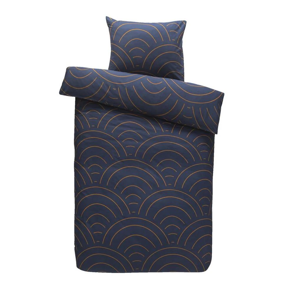 Comfort Dekbedovertrek Sendai Grafisch - Blauw/caramel - 140x200/220 Cm 3 Comfort Dekbedovertrek Sendai Grafisch - Blauw/caramel - 140x200/220 Cm