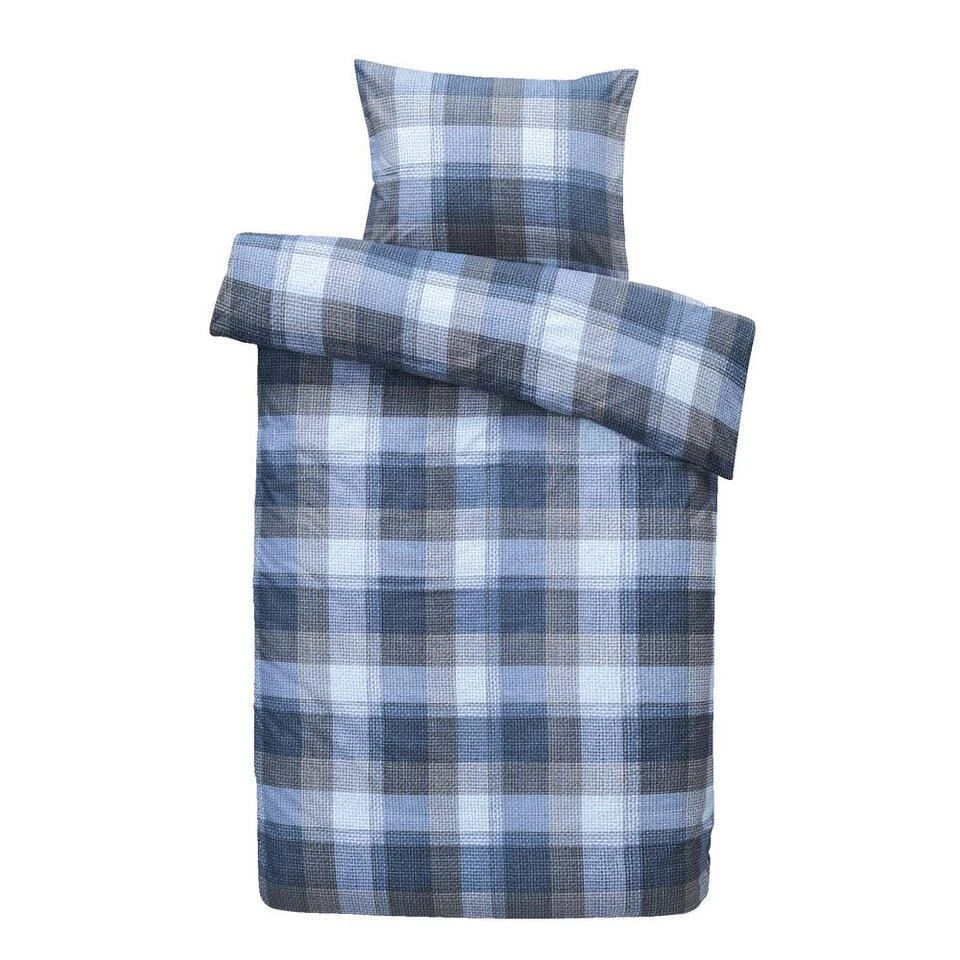 Comfort Dekbedovertrek Jona Ruiten - Blauw/antraciet - 140x200/220 Cm 3 Comfort Dekbedovertrek Jona Ruiten - Blauw/antraciet - 140x200/220 Cm