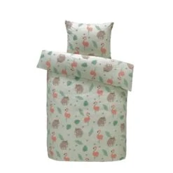 Comfort Dekbedovertrek Naida Dieren - Lichtgroen - 140x200 Cm