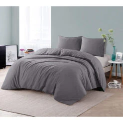 Comfort Dekbedovertrek Jorrit Effen - Antraciet - 140x200/220 Cm -Winkel Voor Premium Beddengoed 31106085 9050