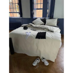 Dindi Home Dekbedovertrek Fleeky Fringes Effen - Wit - 200x200/220 Cm -Winkel Voor Premium Beddengoed 31106101 9051