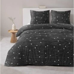 Dekbedovertrek Milou - Zwart/wit - 240x220 Cm